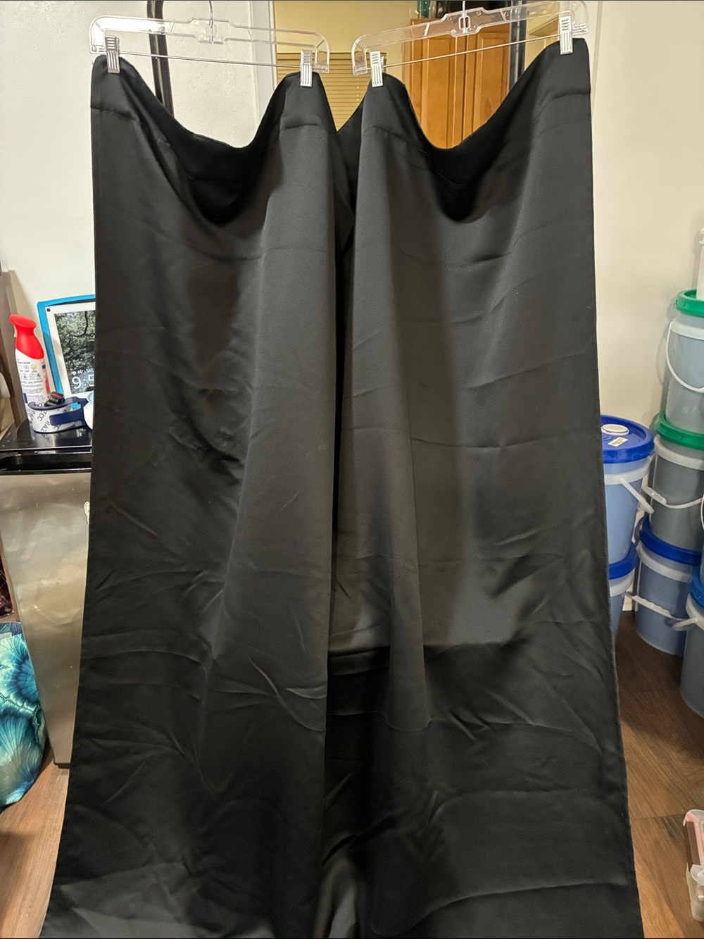 2-pack Classic Black Satin curtains 82”L x 51”
